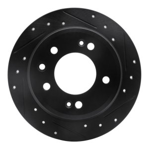 Hyundai Tucson Brake Rotor (1) - Rear Right - R1 Concepts - Drilled & Slotted - Black - `09-`16